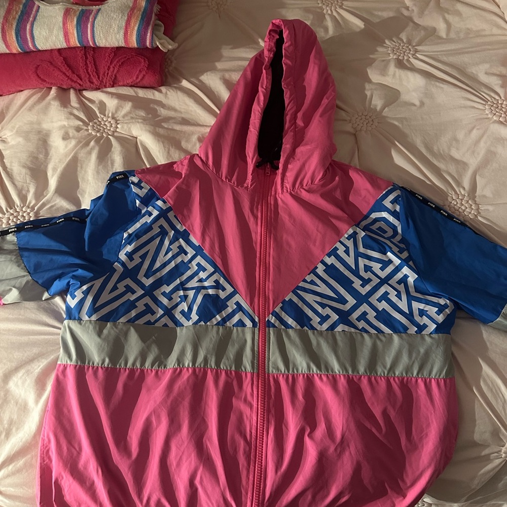 PINK Victoria's Secret Pink and Blue Bomber Jacket